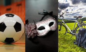 Piłka, maska i rower